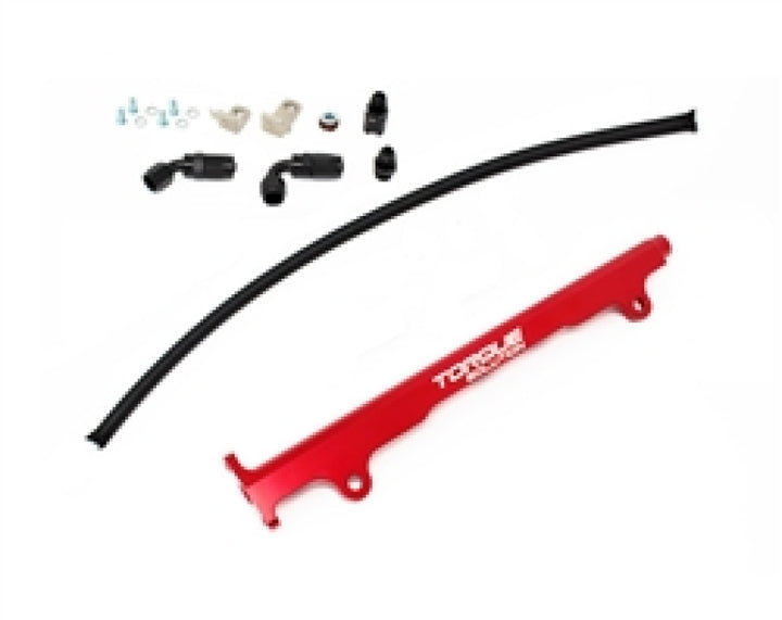 Torque Solution Mitsubishi Evo X Billet Aluminum Fuel Rail - Red - Bull Strap