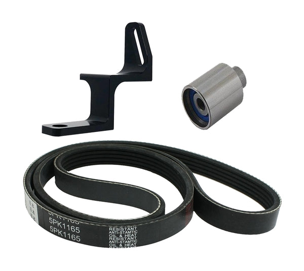 Torque Solution Reversed Intake Manifold Alternator Relocation Bracket Kit: 02-14 Subaru WRX - Bull Strap