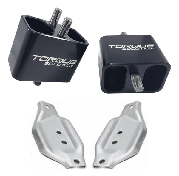 Torque Solution Solid Billet Engine Mounts w/ Mount Plates: 02-14 Subaru WRX / 04-17 STI - Bull Strap