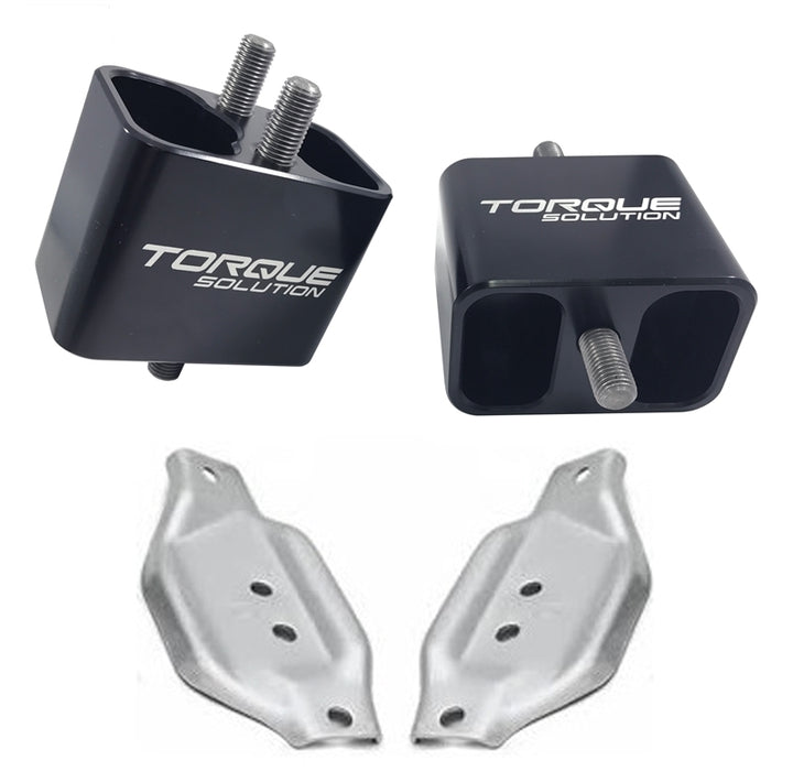 Torque Solution Solid Billet Engine Mounts w/ Mount Plates: 02-14 Subaru WRX / 04-17 STI - Bull Strap