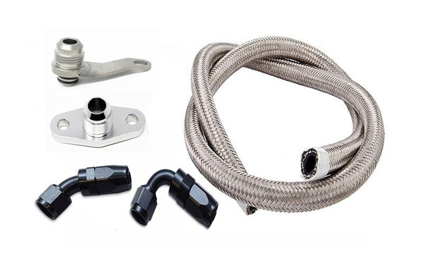 Torque Solution Subaru EJ w/ Garrett GT/GTX -10AN Turbo Oil Return Line Kit - Bull Strap