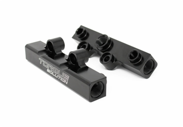 Torque Solution Top Feed Fuel Rails: 02-14 Subaru WRX / 07-18 STI - Black - Bull Strap