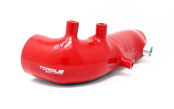 Torque Solution Turbo Inlet Hose Black: 02-07 Subaru WRX/04-18 STI/05-09 Legacy GT/04-13 FTX - Red - Bull Strap