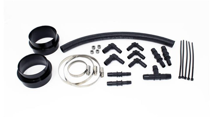 Torque Solution Turbo Inlet Hose Black (Recirc): 02-07 WRX / 04-20 STI / 05-09 Legacy GT (3in Inlet) - Bull Strap