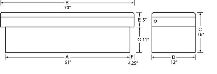 Tradesman Aluminum Economy Cross Bed Truck Tool Box (72in.) - Black - Bull Strap