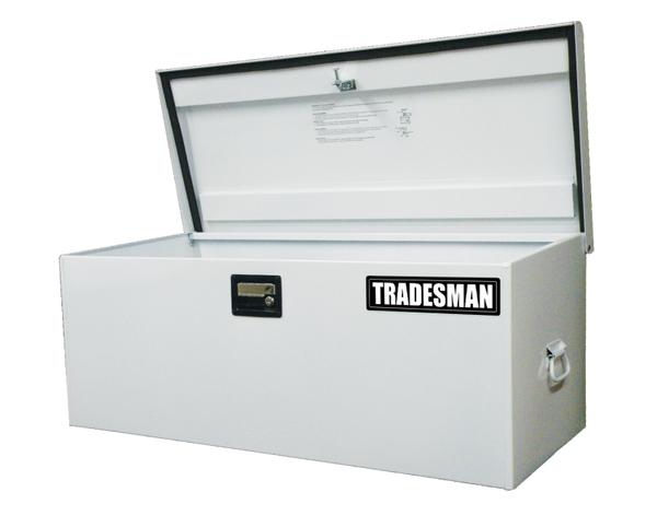 Tradesman Steel Job Site Box/Chest (Light Duty/Large) (42.75in.) - White - Bull Strap