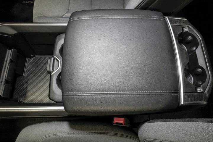 Tuffy Console Safe W/ Keyed Lock For Ram Trucks W/ Sliding Tray Console - Bull Strap