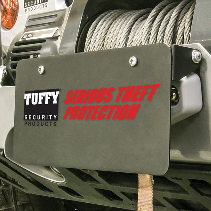 Tuffy Flipup License Plate Holder- Winch W/Hawse- Blk - Bull Strap