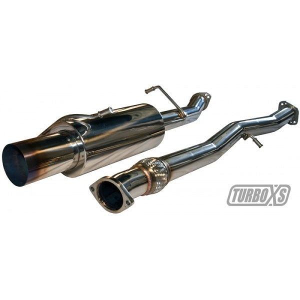 Turbo XS 02-07 WRX-STi Catback Exhaust Blued Tips - Bull Strap