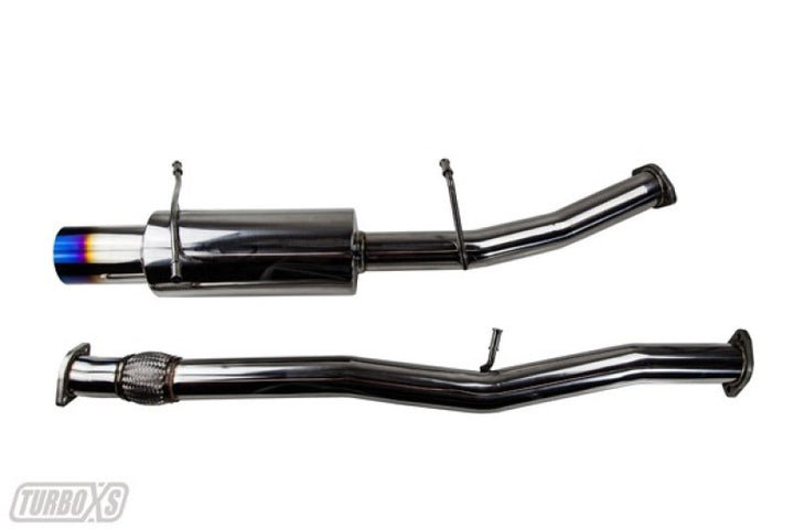 Turbo XS 02-07 WRX-STi Catback Exhaust Blued Tips - Bull Strap