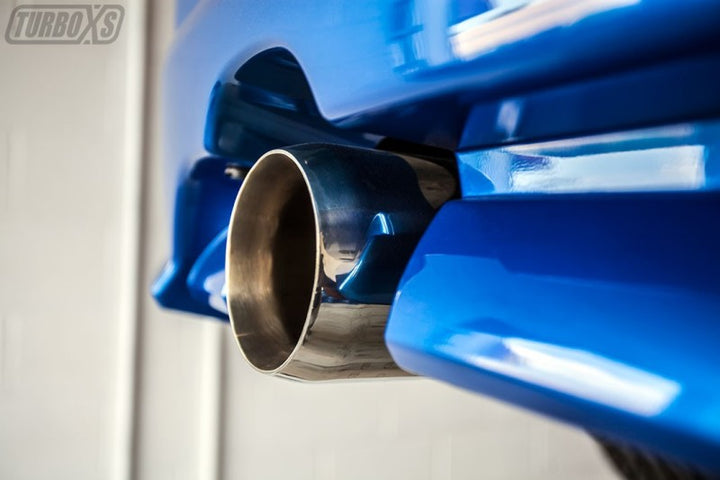 Turbo XS 04-08 Forester XT Axle Back 4in Polished Stainless Tip Muffler - Bull Strap