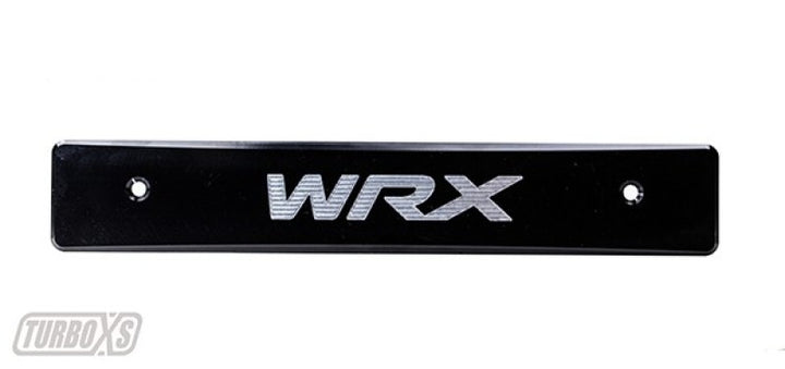 Turbo XS 08-14 Subaru WRX/STi Billet Aluminum License Plate Delete Black Machined WRX Logo - Bull Strap