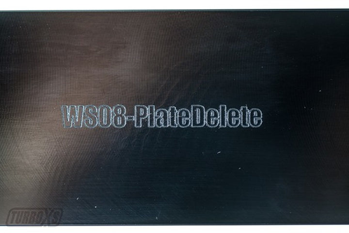 Turbo XS 08-14 Subaru WRX/STi Billet Aluminum License Plate Delete Black Machined WRX Logo - Bull Strap