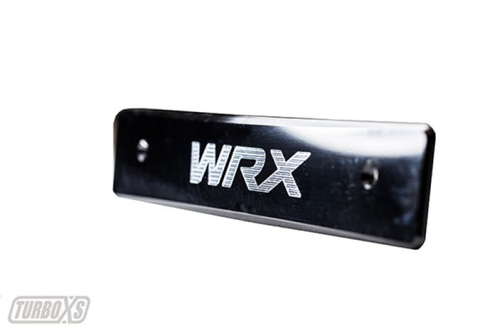 Turbo XS 08-14 Subaru WRX/STi Billet Aluminum License Plate Delete Black Machined WRX Logo - Bull Strap