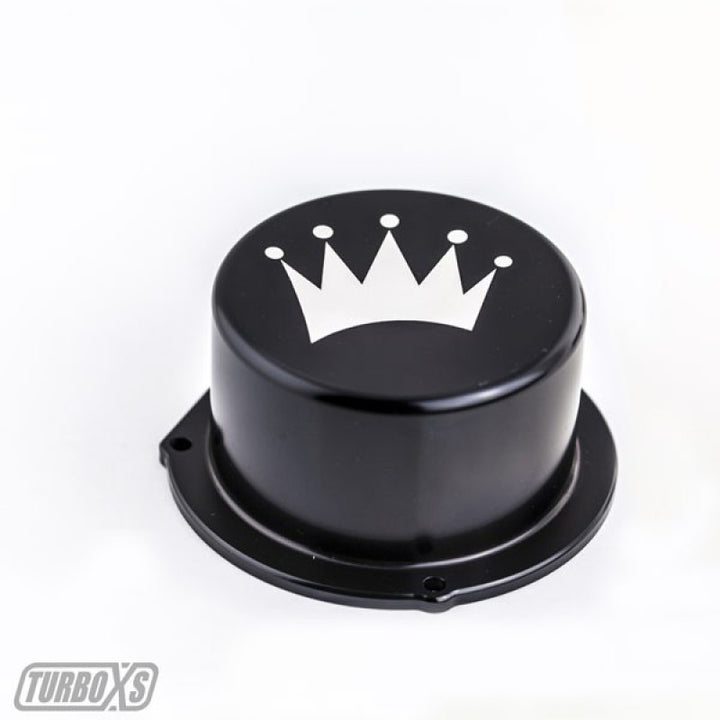 Turbo XS 15-16 Subaru WRX Billet Aluminum Vacuum Pump Cover - Black - Bull Strap