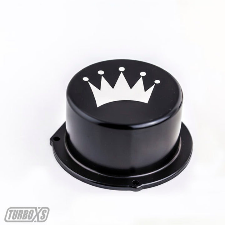 Turbo XS 15-16 Subaru WRX Billet Aluminum Vacuum Pump Cover - Black - Bull Strap