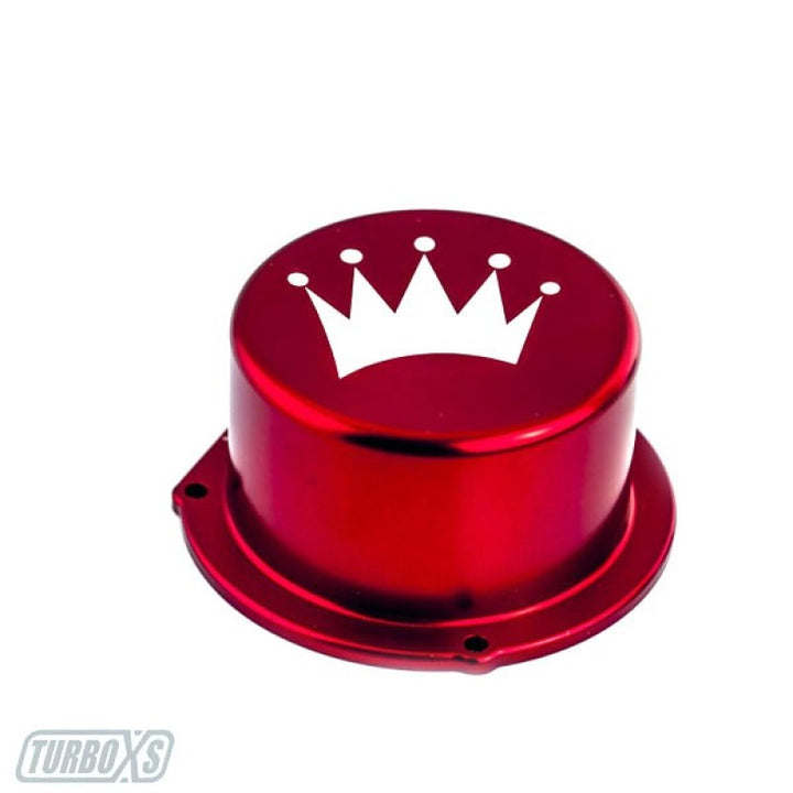 Turbo XS 15-16 Subaru WRX Billet Aluminum Vacuum Pump Cover - Red - Bull Strap