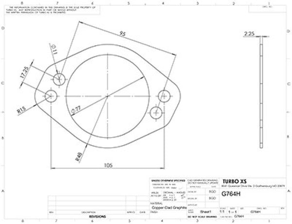 Turbo XS 4 Hole 3in Gasket 105mm Center-to-Center (Fits WS-MP-V2 / WS02-RMA / WS02-RMA-TI) - Bull Strap