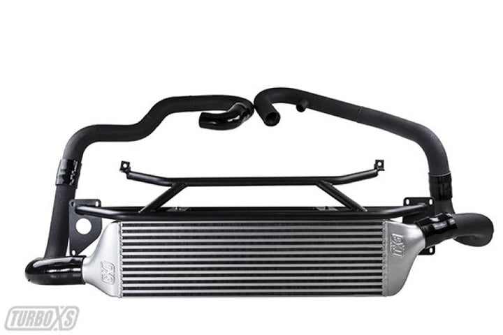 Turbo XS FMIC 2015-2017 Subaru STi - Wrinkle Black Pipes - Bull Strap