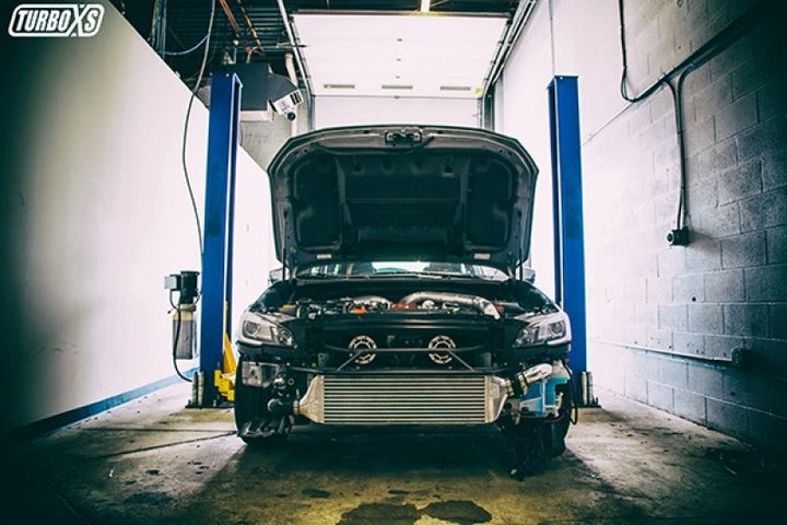 Turbo XS FMIC 2015-2017 Subaru STi - Wrinkle Black Pipes - Bull Strap