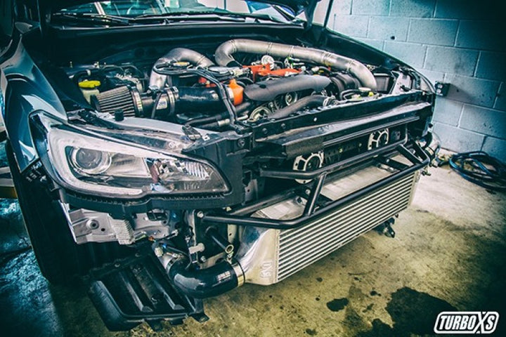 Turbo XS FMIC 2015-2017 Subaru STi - Wrinkle Black Pipes - Bull Strap