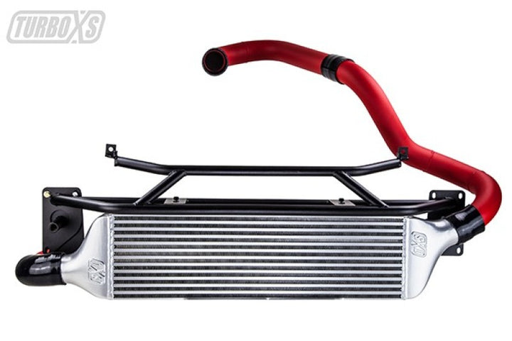 Turbo XS FMIC for 15-16 Subaru WRX - Wrinkle Red Pipes - Bull Strap