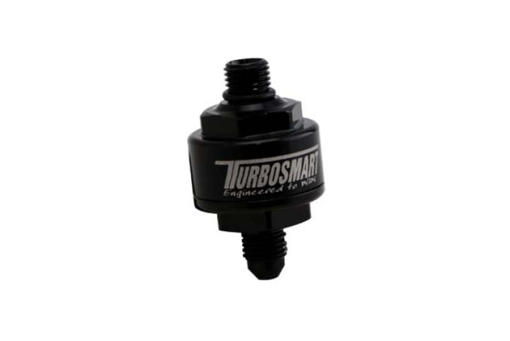 Turbosmart Billet Turbo Oil Feed Filter w/ 44 Micron Pleated Disc AN-4 Male to AN-4 ORB- Black - Bull Strap