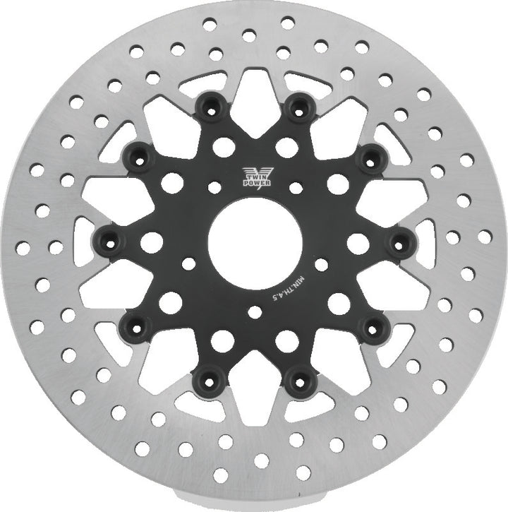 Twin Power 08-13 FLH FLT 08-16 FLHR 06-17 Dyna Front 11.8 Floating Rotor Mesh Black - Bull Strap