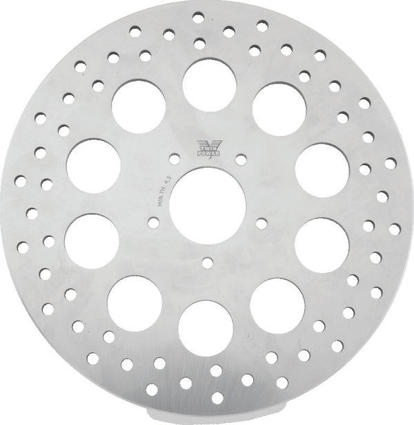 Twin Power 08-13 FLH FLT 08-16 FLHR 06-17 Dyna Front 11.8in Rotor Solid With Holes Stainless - Bull Strap