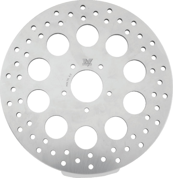 Twin Power 08-13 FLH FLT 08-16 FLHR 06-17 Dyna Front 11.8in Rotor Solid With Holes Stainless - Bull Strap