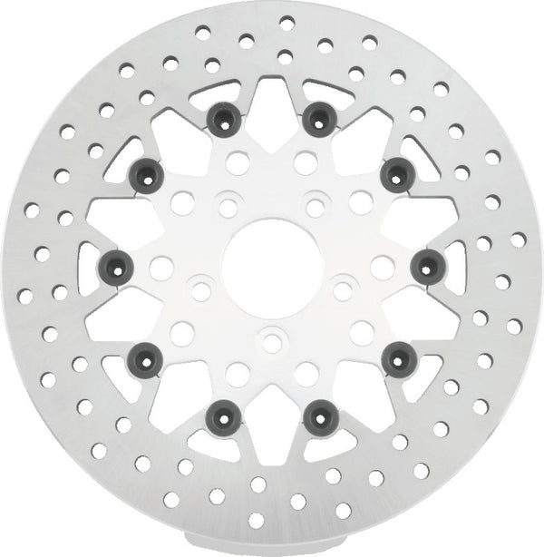 Twin Power 08-Up FLH FLT Rear 11.8in Floating Rotor Mesh Silver - Bull Strap
