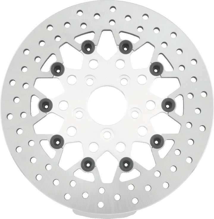 Twin Power 08-Up FLH FLT Rear 11.8in Floating Rotor Mesh Silver - Bull Strap