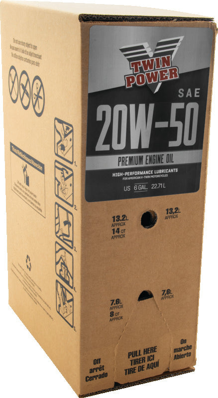 Twin Power 20W50 Oil 6 Gallon Bag In Box - Bull Strap
