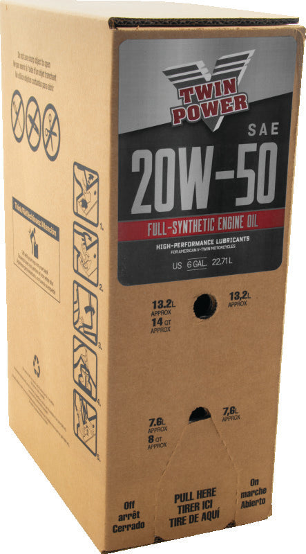 Twin Power 20W50 Synthetic Oil 6 Gallon Bag In Box - Bull Strap