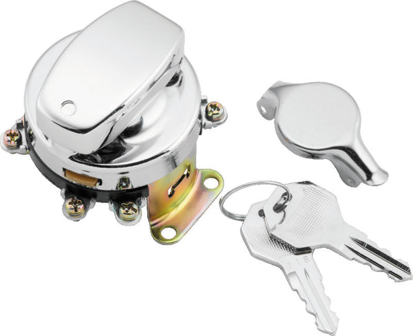 Twin Power 36-72 FL Chrome Fat Bob Style Ignition Switch - Bull Strap