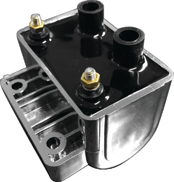 Twin Power 65-79 Big Twin and XL Ignition Coil Chrome Replaces H-D 31609-65A 5 Ohm - Bull Strap