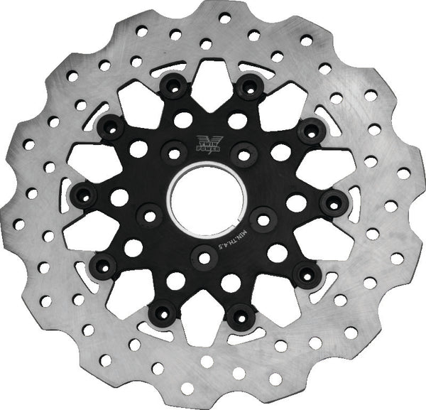 Twin Power 84-17 BT Exc 11.8 and Lug Mount 84-13 XL Front 11.5 Scalloped Floating Rotor Black Mesh - Bull Strap
