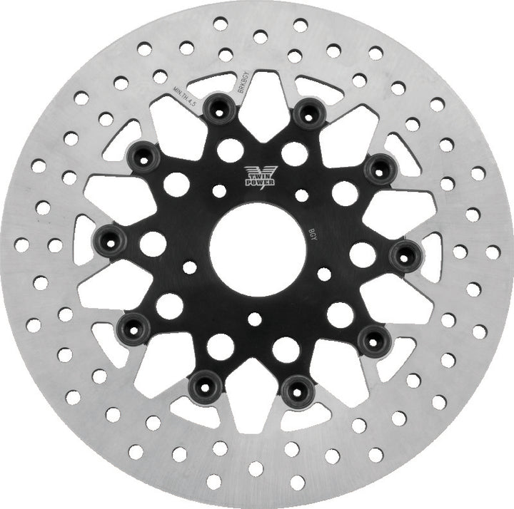 Twin Power 84-17 Big Twin Exc 11.8 and Lug Mount 84-13 XL Front 11.5in Floating Rotor Mesh Black - Bull Strap