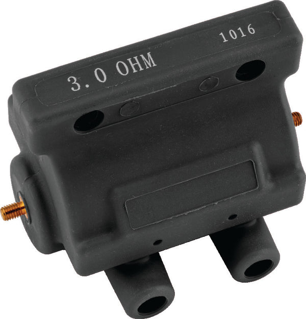 Twin Power 85-03 Big Twin and XL Ignition Coil Black Replaces H-D 31614-83A 3 Ohm Late Style - Bull Strap