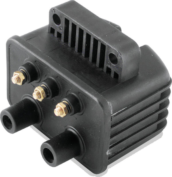 Twin Power Big Twin and XL Custom Application Ignition Coil Black Single Fire Dual Output 3 Ohm - Bull Strap