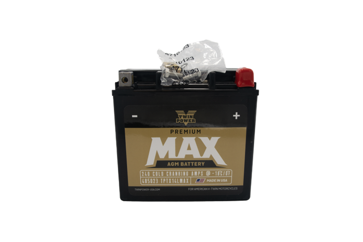 Twin Power GYZ-16HL Premium MAX Battery Replaces H-D 65958-04 Made in USA 240 CCA - Bull Strap