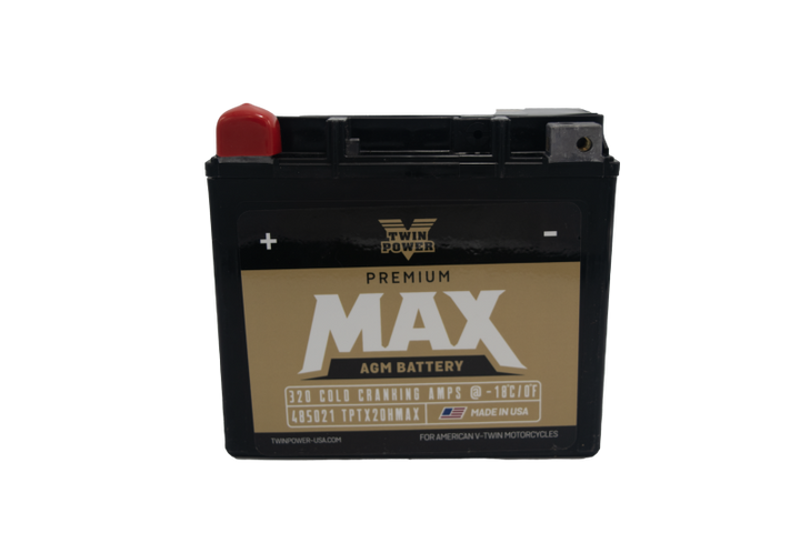 Twin Power GYZ-20H Premium MAX Battery Replaces H-D 65991-82B Made in USA 320 CCA - Bull Strap