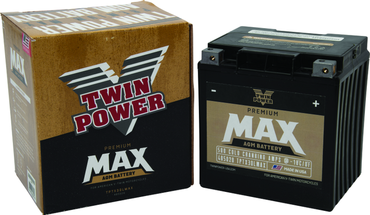 Twin Power GYZ-32HL Premium MAX Battery Replaces H-D 66010-97A Made in USA 500 CCA - Bull Strap