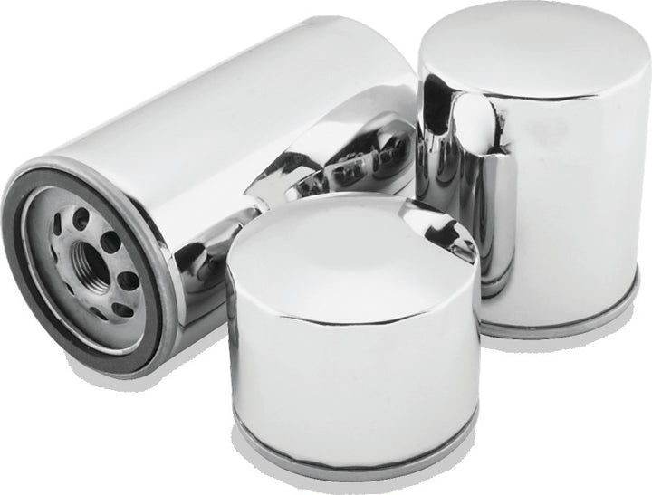 Twin Power Twin Cam and M8 Chrome Magnetic Oil Filter Replaces H-D 63798-99 with Backflow Valve - Bull Strap