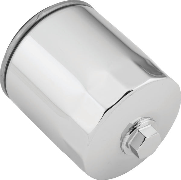 Twin Power Twin Cam and M8 Chrome Magnetic Oil Filter With Nut Rpls H-D 63798-99 w/ Backflow Valve - Bull Strap