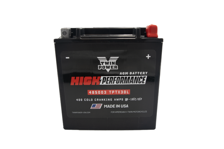 Twin Power YIX-30L High Performance Battery Replaces H-D 66010-97A Made in USA 400 CCA - Bull Strap