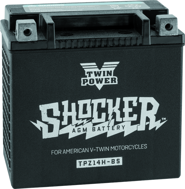 Twin Power YTX-14 Shocker Battery Replaces H-D 65948-00 220 CCA - Bull Strap