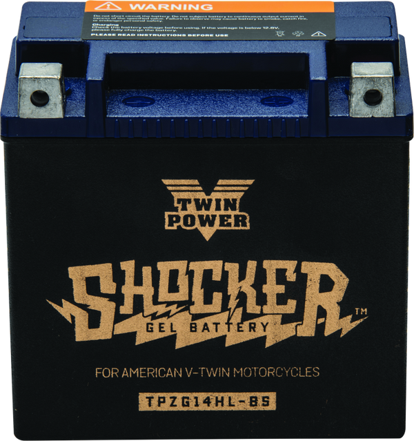 Twin Power YTX-14L Shocker Gel Battery Replaces H-D 65958-04 220 CCA - Bull Strap