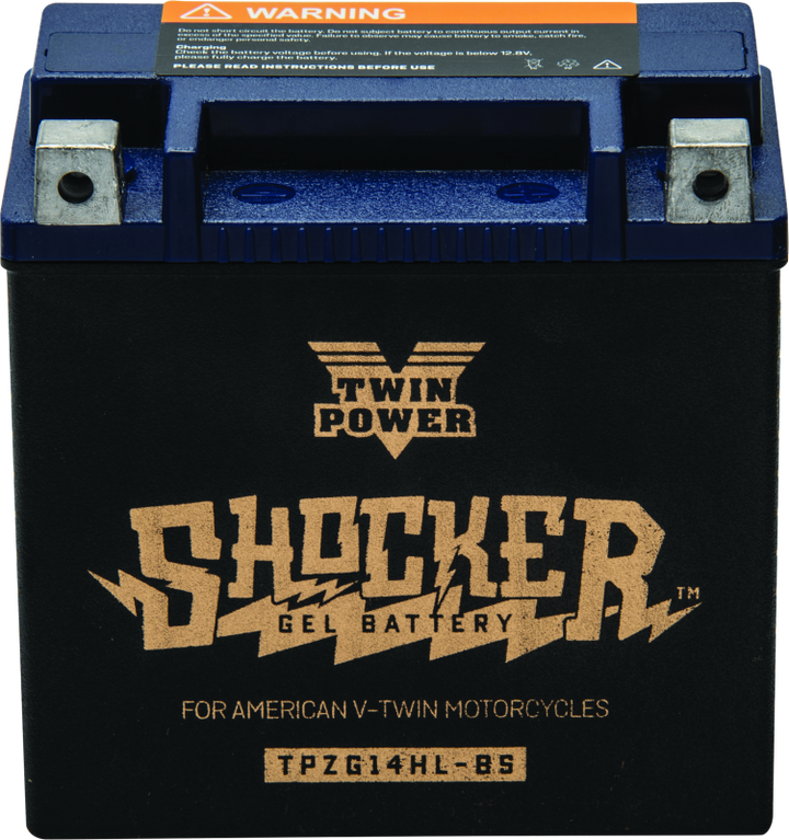 Twin Power YTX-14L Shocker Gel Battery Replaces H-D 65958-04 220 CCA - Bull Strap