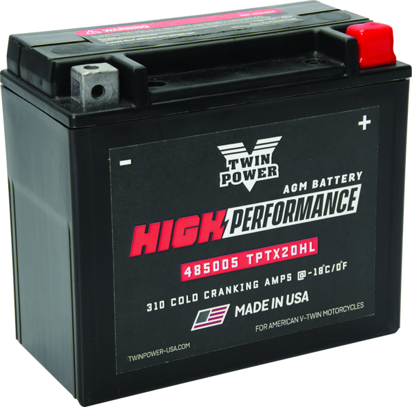 Twin Power YTX-20HL High Performance Battery Replaces H-D 65989-97A Made in USA 310 CCA - Bull Strap